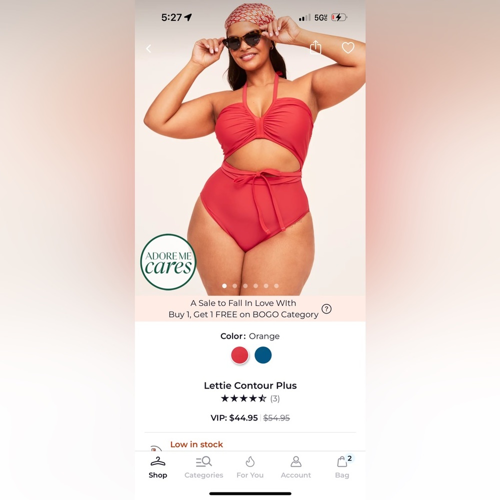 Brand New with tags, adore me, one piece 2X swimsuit.